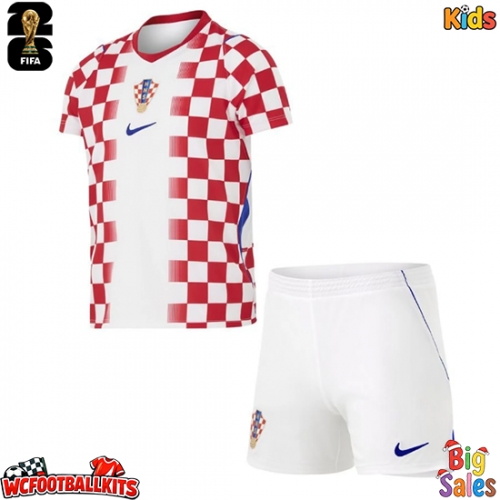 Croatia Replica Home Stadium Kit for Kids World Cup 2026 Short Sleeve (+ pants)